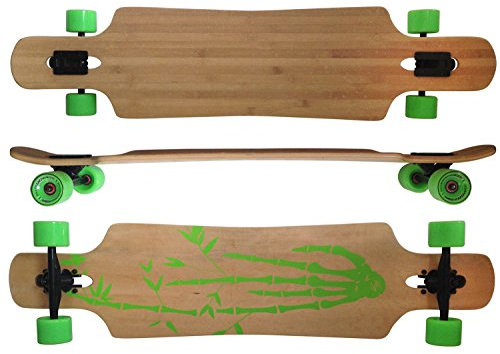 MAXOfit® Longboard Bamboo Race | Freeride/Drop-Through Ahorn Bambus Komplettboard | mit ABEC-11 Kugellager | 107 x 25.5 cm | Cruiser-Board 70mm Rollen