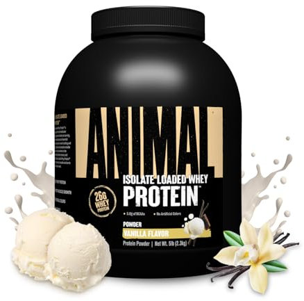 ANIMAL Isolate Whey Protein Powder (Vanilla) – with 25g Protein & 4.6g BCAAs for Muscle Building, Protein Shake with isolates & Various Amino acids – 2,3kg