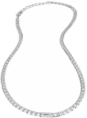 Breil, Collezione Groovy, Collana Uomo con Catena in Acciaio Lucido, Pratica Chiusura a Moschettone, Idee Regalo Uomo e Ragazzo