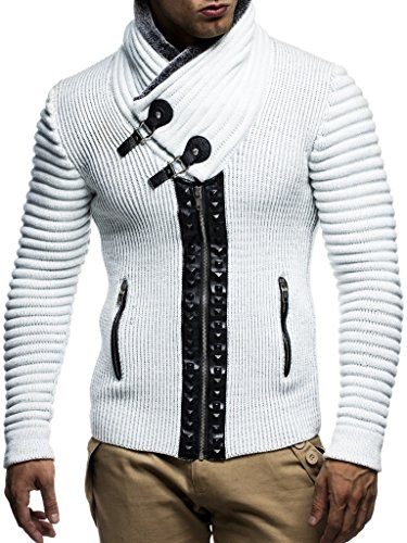 Leif Nelson Giacca Uomo in Maglia Cardigan Collo a Scialle LN-5065