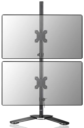 Suptek Support Double Ecran PC, Support Ecran PC 2 Ecran pour Écrans 13-27 Pouces (Hauteur 80cm Réglable), VESA 75x75/100x100 mm, Inclinaison et Pivotement, Pied Ecran PC - ML6802