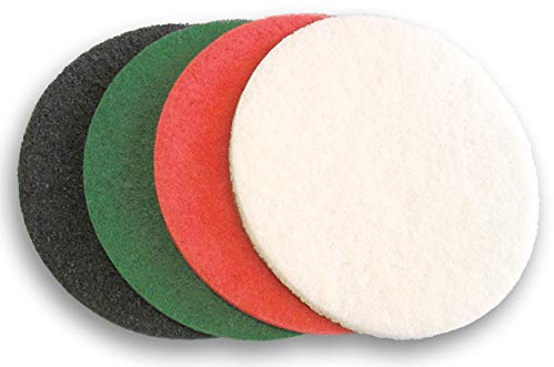 406mm (16) Premium Heavy Duty Floor Cleaning Buffer Pads with Removable Pre-Cut Centre Hole. Pack of 4 Mixed Grades.