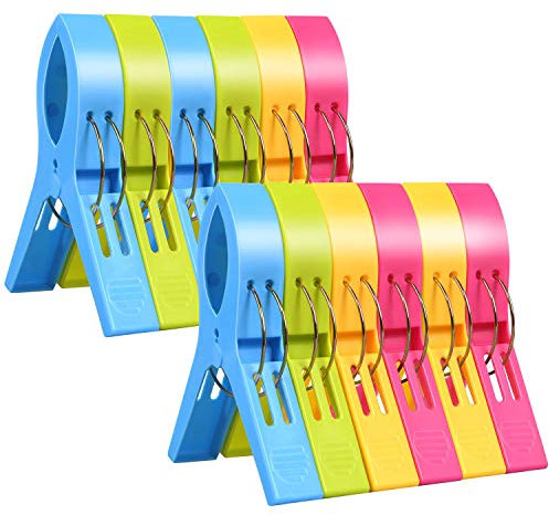 URAQT Große Wäscheklammern Handtuchklemmen, 12 Stück Strandtuch Clips, Strandtuchklammern, Handtücher Towel Clips, Winddicht Klammern auf Strand und Sonnenliegen für Wäsche