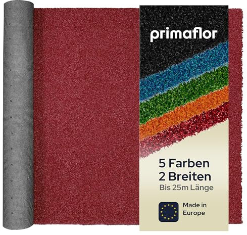 Primaflor Kurzflor Kunstrasen WELLNESS 12mm - Dunkel-Rot, 2,00m x 5,00m, für Boot, Balkon & Sport | wetterfest & wasserdurchlässig | UV-stabiler künstlicher Rasen