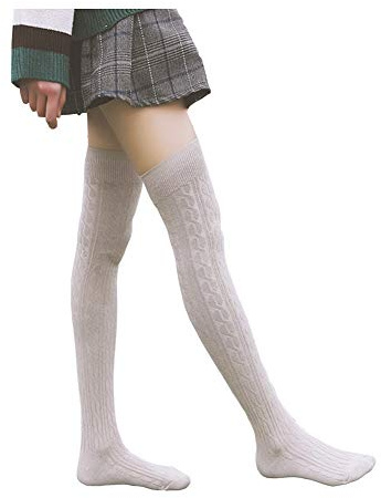 Bakicey Dam knästrumpor strumpor overknee strumpor tights bomullsstrumpor stickade strumpor stödknästrumpor stickade strumpor hög över knät långa strumpor vinterstrumpor, 64 cm grå, 74