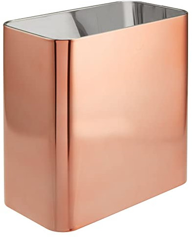 mDesign Pattumiera rettangolare – Pattumiera compatta per bagno, ufficio e cucina con spazio sufficiente per la spazzatura – Cestino in metallo – colore rosa