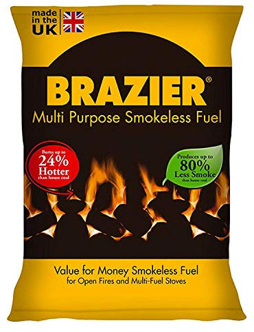 Brazier Pack of 2 Smokeless Clean Burning Coal for Open Fires and Multi Fuel Stoves; Burns 24% Hotter than House Coal, 40Kg