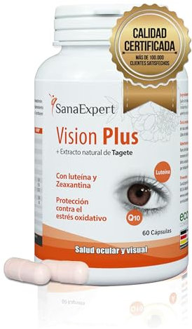 SanaExpert Vision Plus - Integratore Naturale per la Salute degli Occhi con Luteina, Zeaxantina, Estratto di Calendula, Vitamina A ed E - 60 Capsule - Prodotto in Germania