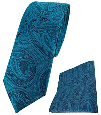 TigerTie schmale Designer Krawatte Einstecktuch in Paisley gemustert