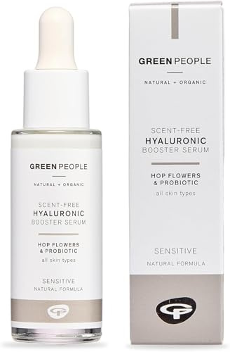 Green People Hyaluron Booster Serum, 28ml | Natürliche Hyaluronsäure für trockene Haut, Frei von Ethylalkohol, Reines und natürliches Gesichtsserum, Vegan