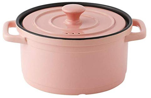 Casseruola, Forno Olandese Per Stufati, Cocotte Rotonda In Gres, Casseruola Antiaderente, Pentola Per Riso Smaltata Resistente Al Calore Casseruola Con Rivestimento In Ceramica Con Manico, A Pink, 3L