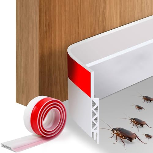 Vinabo Joint de Porte en Caoutchouc 100 cm x 5 cm, Joint pour Porte Adhésive, Bande D'étanchéité, Calfeutrer Bas de Porte, Joint Inférieur Isolation Insonorisé Anti-Poussière (Blanc)