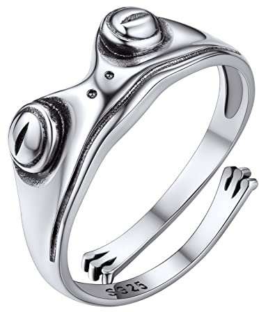 Women Stacking Rings Plain Silver Frog Open Rings for Girlfriend Birthday Party Gift