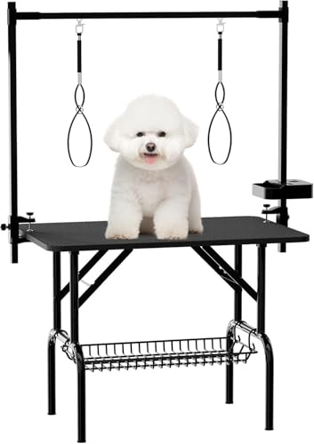 36 Professional Dog Pet Grooming Table Adjustable Heavy Duty Portable w/Arm & Noose & Mesh Tray