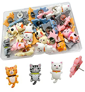 SSYHQAX 30 Stück süße Katze kreative Pinnnadel, niedliche dekorative Reißnägel, Foto, Notizen, Zeichnen, multifunktional, Pushpin, Zuhause, Büro, Lehrer, persönliche Organisation, Zubehör