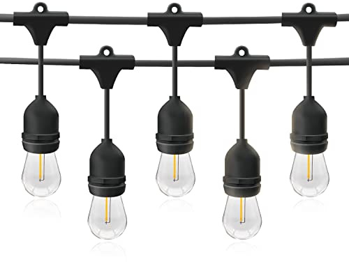 m MU 5M Guirnalda Luces Exterior Extensible hasta 500M Cable Negro E27 Con 10 Bombillas S14 LED 2W (=15W), Impermeable IP65 Guirnaldas Luminosas de Exterior Para Jardín Boda|5M, NEGRO, 10 Bombillas