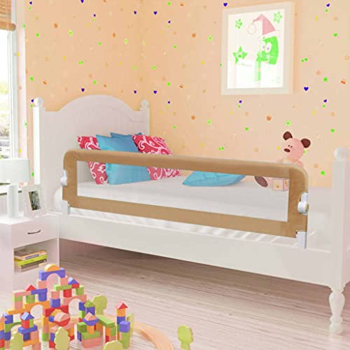 Yongdu Kleinkind-Bettschutzgitter, Rausfallschutz Bett, Bettgitter Rausfallschutz, Rausfallschutz Kinderbett, Bettumrandung Babybett, Taupe 150x42 cm Polyester