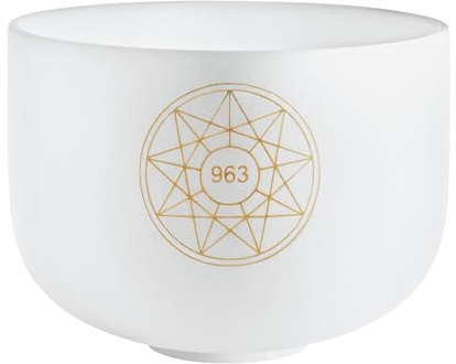 Sonic Energy 10 Zoll Solfeggio Kristallklangschale – 963 Hz, Ton H4 – Für Meditation, Yoga, Klangheilung – Inkl. Silikonring (SOLCSB10-963)
