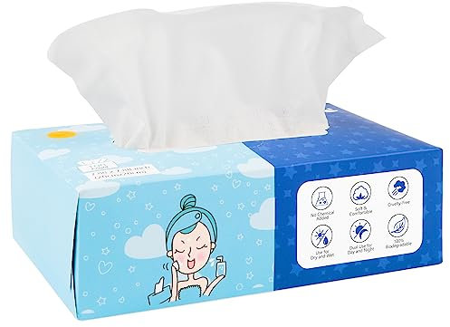 Orighty toallitas desechables para la cara Toallitas limpiadoras biodegradables y absorbentes para la cara, toallitas desmaquillantes supersuaves para desmaquillar, limpiar y cuidar 100 unidades