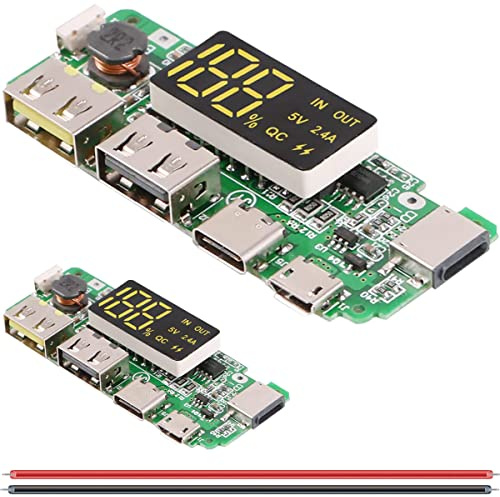 DAOKAI 18650 Scheda di Ricarica Dual USB 5V 2.4A Scheda Powerbank Caricabatteria al Litio Modulo Mobile con Sovraccarico Sovraccarico Protezione da Corto Circuito Fai da Te (2 Pezzi)