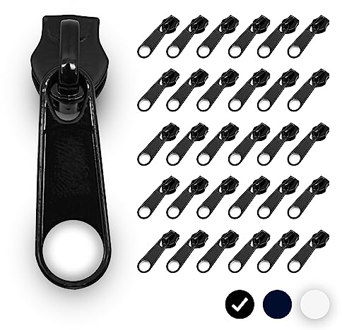 DOJA Barcelona Cremallera de 40 mm, paquete de 50 mm, cremallera deslizante número 5, color negro, tirador de cremallera para coser, tirador de cremallera para ropa, abrigos, chaquetas, faldas, saco