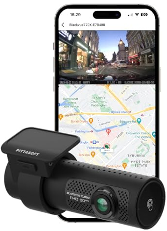 BlackVue DR770X-1CH Dash Cam UK Edition - 1080p Full HD Front Camera, Sony STARVIS Sensors, GPS, Wi-Fi, Bluetooth, 64GB SD Card, Parking Mode, 4G LTE Ready, Black
