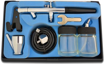 Airbrush-pistol för Airbrush-kompressorsats dubbelverkspistol speciell NOZZLE och nål, UNIVERSELL pistol, OPTIMAL för att lära känna olika tekniker (Double-Action-Gun 128 D 0,35)