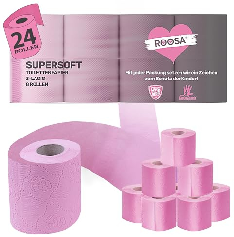 ROOSA® Toilettenpapier 24er Pack | supersoft rosa | 3lagig 130 Blatt | Tiktok Star Beat Mörker | Klopapierkönig (24x rosa)