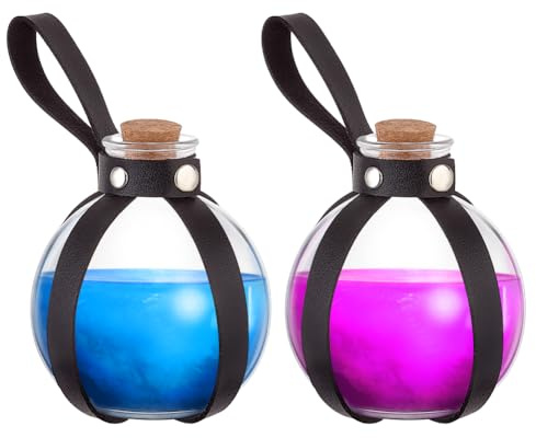AHANDMAKER 2 Stück Kork-Trankflasche Hexe, Kugelförmige Zaubertrankflasche Mit Kork, Hexe, Kugelförmige Glasflasche, Dekorative Flaschen Für Halloween, Party, Renaissance, Cosplay, Zubehör, Schwarz