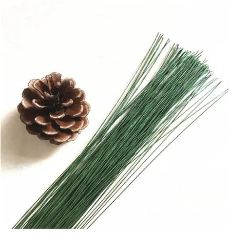 Blumendraht 1,2 mm, 36 cm Länge, mit Papier bedeckt, künstliche Blumen, Stiele, Zweige, Zweige, Eisendraht for DIY-Nylon-Blumenzubehör Gartendraht (Color : Deep Green 1.2mm, Size : NO.18 36cm Length