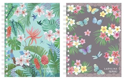 2x Herlitz Spiralkladde / Spiralblock / DIN A6 / kariert / LadyLike / 2 Motive