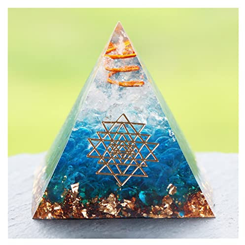 CZAOINCU Cristaux de Gravier en Verre Bleu Pyramide Naturelle Pyramides Fengshui décor à la Maison Collecte à Domicile (Size : 10CM)