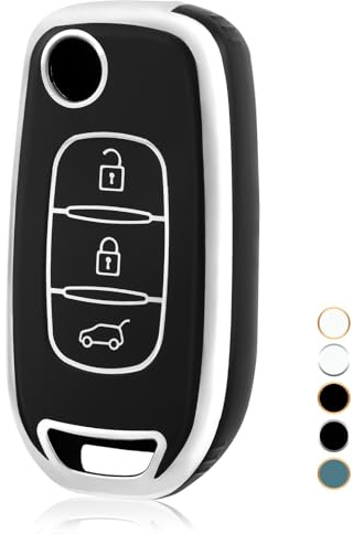 OFF WE GO Autoschlüssel Hülle Schlüsselhülle Cover für Renault Sandero Logan Stepway Arkana Captur Kadjar Symbol Koleos Megane Clio Schlüsselcover Schlüssel Schutz Gehäuse Schlüssel Hülle, Schwarz