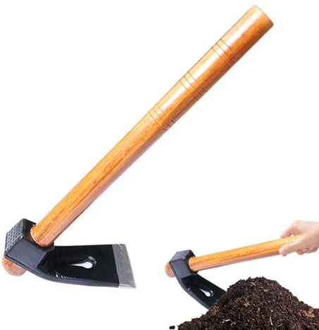 Rurunklee Herramienta de jardín resistente para azada, herramienta de azada de jardín, pequeña azada para el jardín, azada de jardín de acero, herramienta manual con mango de madera, accesorio para