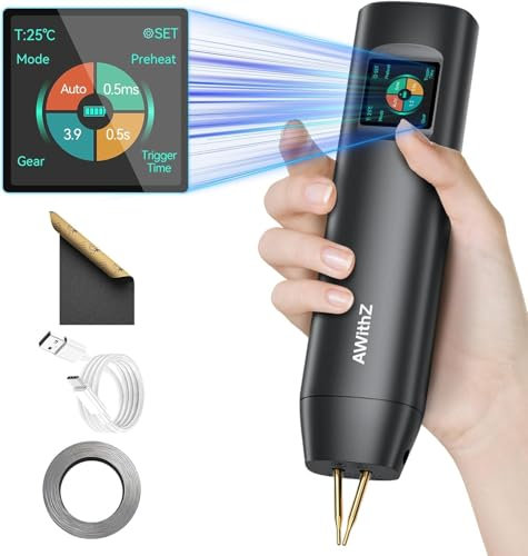 Saldatrice a punti per batterie, AWithZ 2 in 1 Saldatrice a Punti H2 con LCD, 99 Livelli regolabili per riparare piccoli progetti, realizzare pacchi batteria