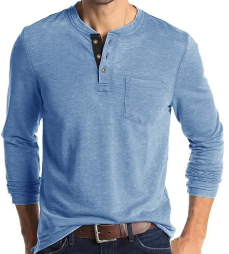 Mens Polo Shirts Henley T Shirts Collarless Grandad T Shirt Golf Shirts Long Sleeve Tops