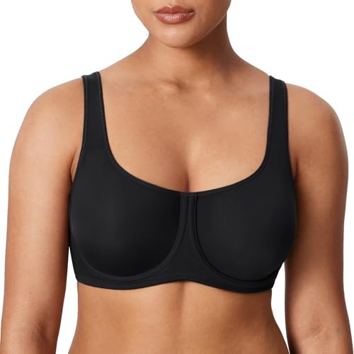 DELIMIRA Dam Confishape Full täckande BH Plus Size Stödjande bygel ofodrade bekväma BH:ar Svart 85H