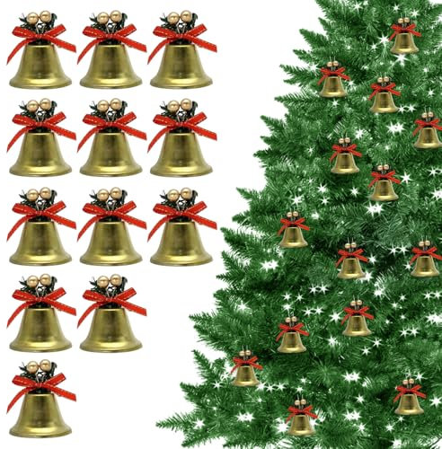 GmeDhc Glöckchen zum Basteln (5,5 x 6,5 cm) - 9 Stück Bronze Vintage Glöckchen, Schön Kupfer Glocken, Goldene Glocke zum Basteln, Weihnachtsglockendekorationen zum Basteln, Windspiele