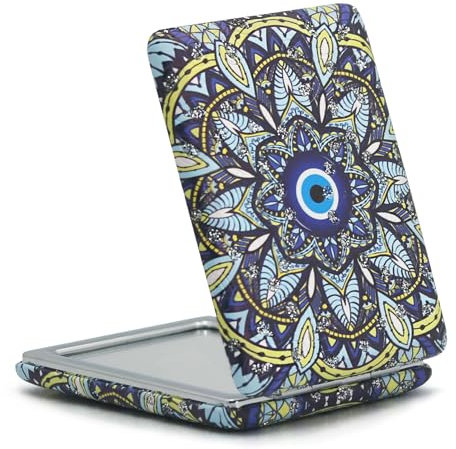 RONTEDA Small Compact Mirror - Pocket Mirror for Purse & Travel with Double Sided Square Glitter PU Leather