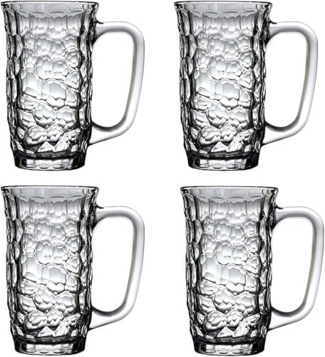 Boccale da birra in vetro personalizzato Boccali da birra Tazze di vetro con manico 13oz Tazze da birra Bicchieri da bere 385ml Pub Bere Birra Bicchiere da acqua Tazze for bar 4 pezzi boccale da birra