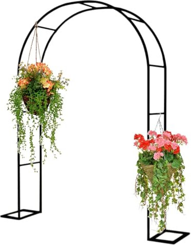 Arche de Jardin en métal Durable, Treillis de tonnelle résistant aux intempéries avec Base pour Arche de Mariage, Jardin, fête de Mariage, décoration, Support de Plantes, Noir, Vert armée, b