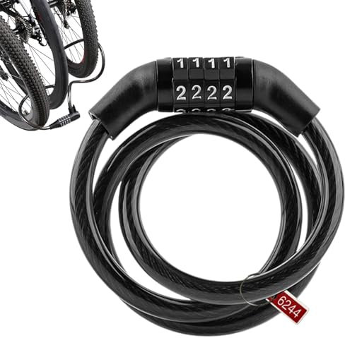 Fahrradschloss Kabelschloss Zahlenschloss Fahrradschloss mit 4 Stellig Zahlencode Schloss Motorradhelm Helmschloss für Kinderwagen Snowboard Motorrad Fahrrad, Schwarz