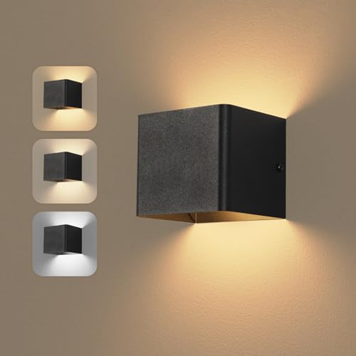 Dehobo Applique da Parete Interno - Appliques LED da Muro Camera da Letto - Moderno Luce Senza Fili da Parete Nero Interni 150LM 1.5W 3000K 4000K 6000K per Soggiorno, Bagno, Corridoio