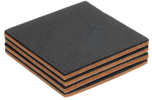 sourcing map 4 Pcs Felt & EVA Furniture Pads, 3 (75mm) Square Furniture Feet Wood Floor Protectors Self Adhesive for Protecting Hardwood Floors, Table Legs and Chair Legs, Brown+Black