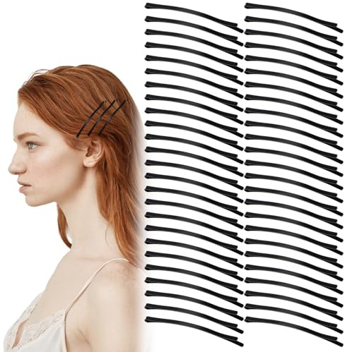 HJZHII 50 Stück 8,5cm Haarklemmen Damen,Flache Haarklammern,Bobby Pins Haarklammer Haarnadeln Schwarz Groß Haarspange Hairpin aus Metall für Frauen Mädchen Kinder Dutts Langes Glattes Haar