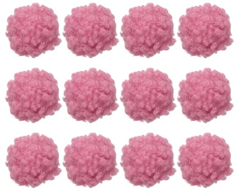 PATIKIL 12 Piezas Pompones Manualidades 4-5cm 1.5-1.9 pulgadas Rosa | Pompones Lana Grandes, con Bola Puff y Lazo Elástico, para Llaveros Tejidos Gorros DIY Proyectos Manualidades
