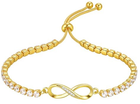 TempBeau Tennisarmband Damen mit Zirkonia, Armband Unendlichkeitszeichen für Damen Frauen, Verstellbar Freundschaftsarmband aus Edelstahl, Armband Damen Schmuck Geschenke für Mutter Ehefrau Freundin