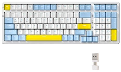 Lancoon Teclado Inalámbrico para Juegos con Modo Dual 2.4G Inalámbrico 100 Teclas Hot Swappable 2 en 1 Receptor Soporte Mecánico Larga Duración para PC Ordenador Portátil