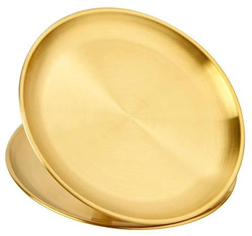 FOMIYES 2pièces Plateau de Service Inox pour Table Basse Service à Desserts et Présentoir à Bijoux avec Rangement Multifonctionnel