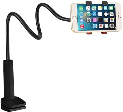 Horktrust Support téléphone avec col de Cygne de, Support Smartphone, Support Téléphone avec Col de Cygne Flexible, Support de téléphone Portable pour Table, Noir